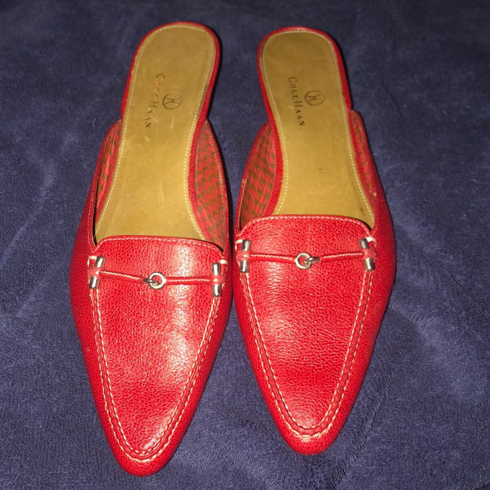 Cole Haan Red Kitten Heel Mules